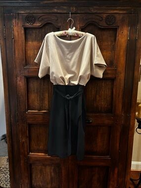 VENUS Beige and Black  Dress simple, minimal classic capsule  sz XL